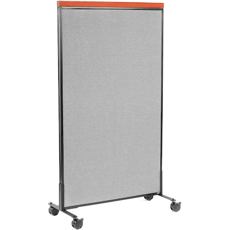 Interion By Global Industrial Interion Mobile Deluxe Office Partition Panel, 36-1/4inW x 64-1/2inH, Gray 694968MGY